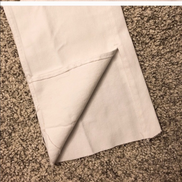 Zara cropped wide leg embroidered raw hem jeans - Picture 5 of 5